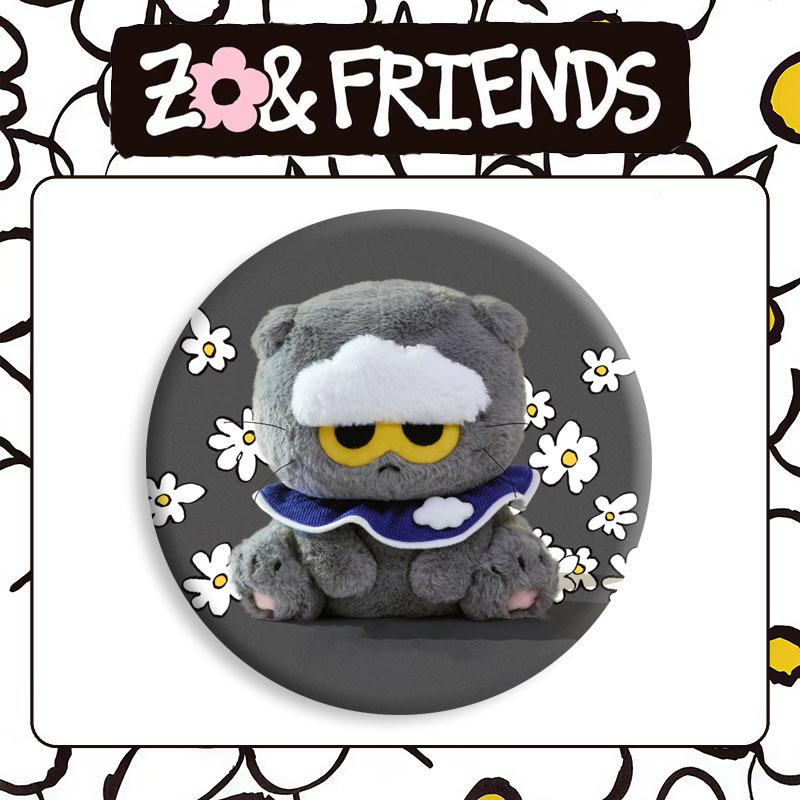 G-Dragon Collaboration: Cat Mirror Keychain, Tinplate Badge, Cartoon Pendant Set. Badge