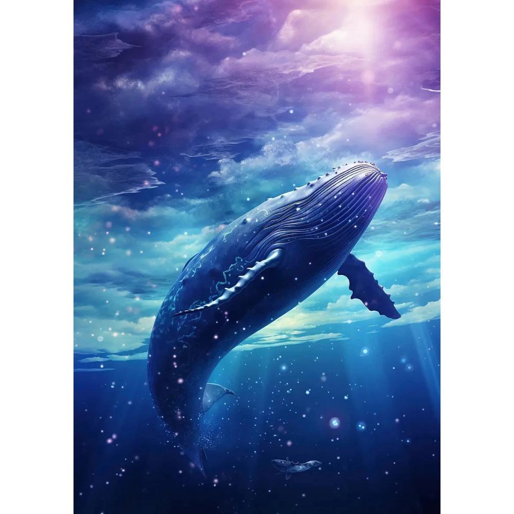 Dreamy Whale Posters Magical Serene Night Surreal Surrounded By Stars Prints Canvas Painting Art Wall Pictures Home Room Decor