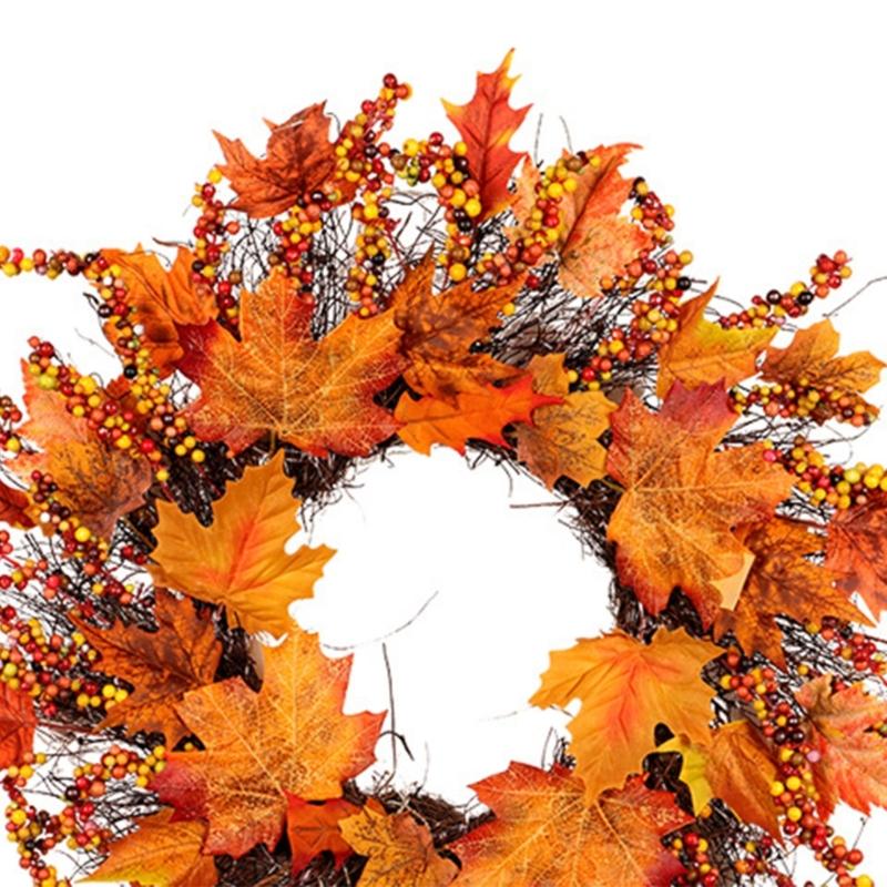 Herbst-Türkranz Herbsternte-Kränze Für Haustür Herbst-Bauernhaus-Kranz Mit Beeren und Ahornblatt Für Draußen