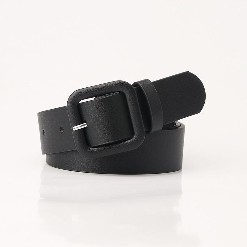 Elegant Ladies Faux Leather Belt With Geometric Buckle For Chic Sophisticated Look