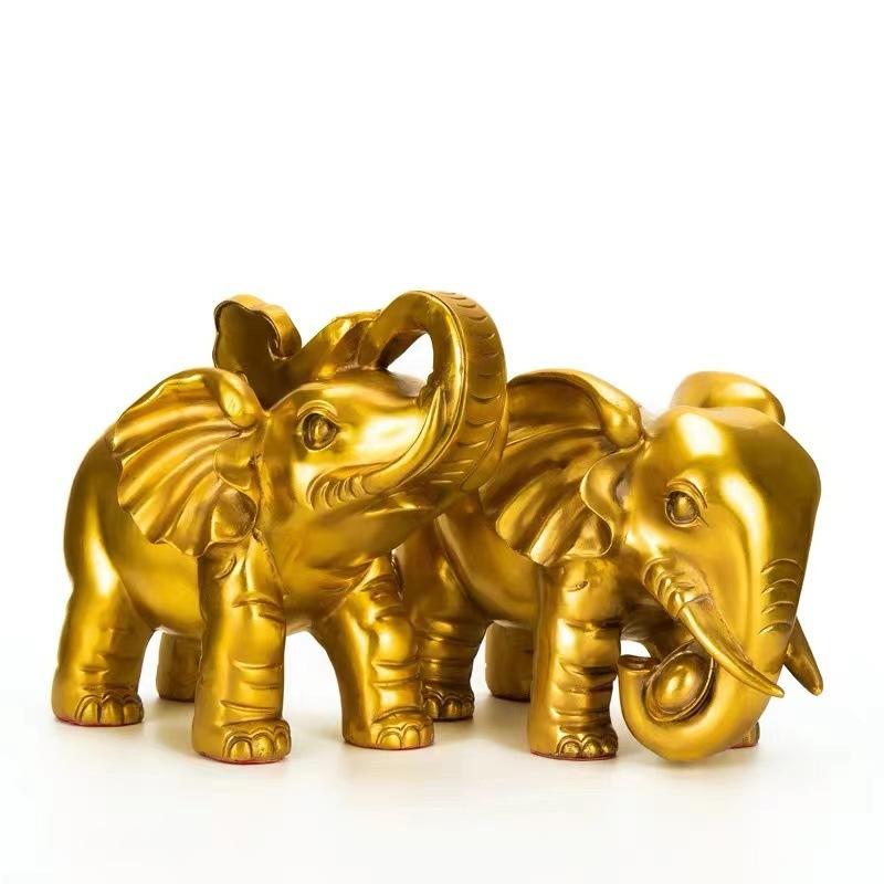 Brass Ornaments Pair Copper Water Absorbing Elephant Entrance TV Cabinet Decoration Housewarming New Home Open