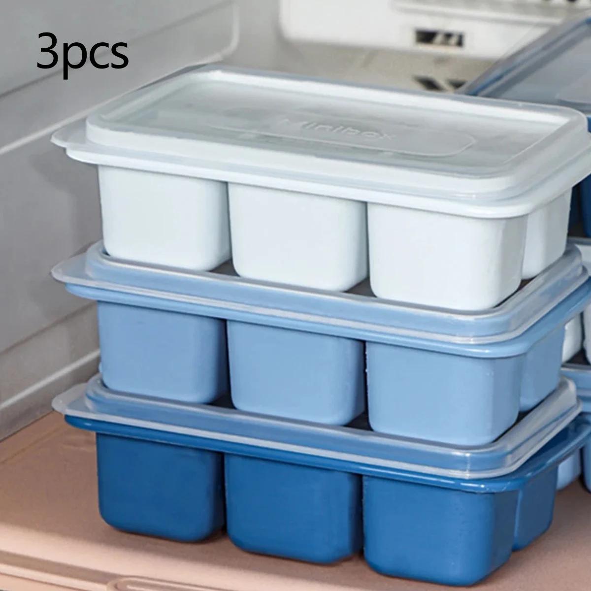 

3pcs-Ice Cube Ice Box Frozen Mold Refrigerator Homemade Frozen Ice Box with Lid