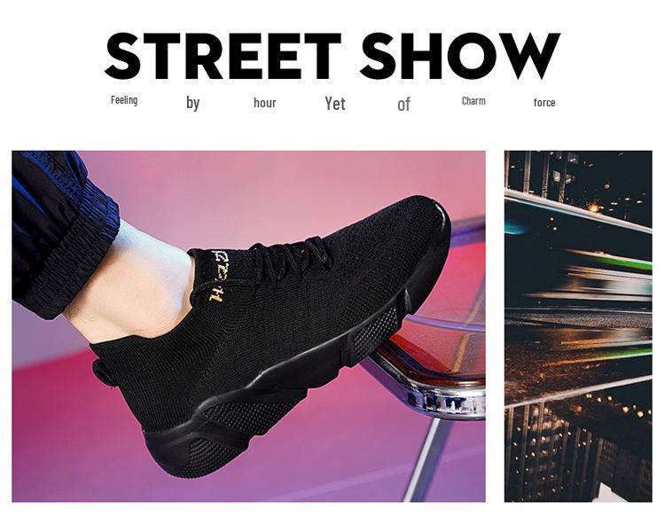 Sommerleichte Flyknit Socken-Schuhe für Paare: Atmungsaktiv, Übergröße, Dicke Sohle, Lässige Lauf-Sneaker für Herren