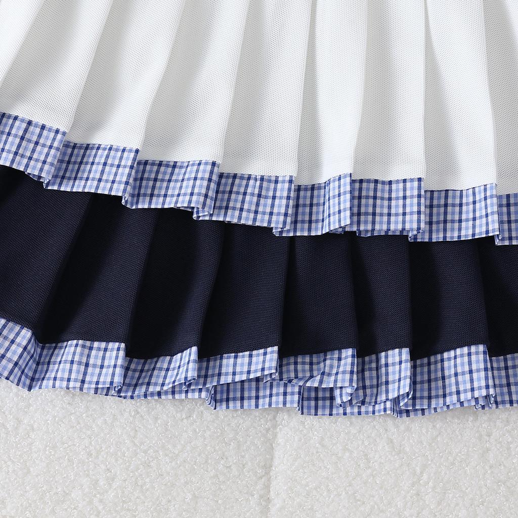 Girls' Dress Summer Dress Korean Princess Dress College Style Dress Children's Polo Collar Vest Dress