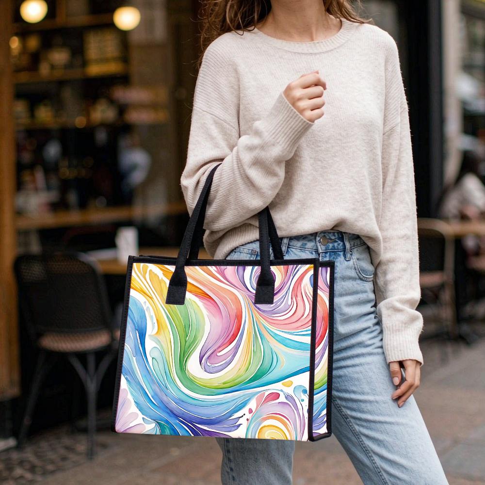 Colorful Swirl Print Casual Tote Bag