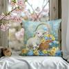 1pc Easter Lamb Print Pillow Cover - Cute White Lamb with Colorful Flower Basket, Soft Hidden Zipper Design, Suitable for Sofa, Bed or Car, Perfect Ho