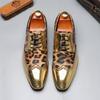 Fashion Luxury Brand New Men Golden Silver Men's Shoes Leopard Print Casual Shoes Mens Oxfords Business Wedding Formal Brogues Shoes