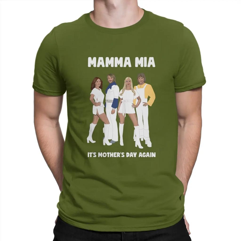 Fashion Mamma Mia Music T-Shirts for Men Round Neck 100% Cotton T Shirt A-ABBA Band Short Sleeve Tee Shirt Birthday Present