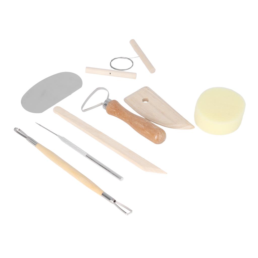 Pottery Tool Kit 8 Piece Double Sided Wooden Handles Pottery Clay Tools for Carving Shaping