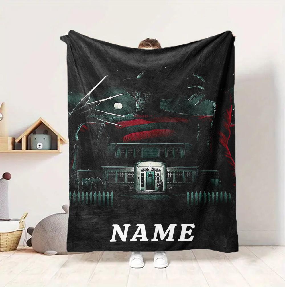 Custom Name Nightmare House Flannel Blanket Throw Blanket Soft Warm Sofa Bed home Decor Unique Gift