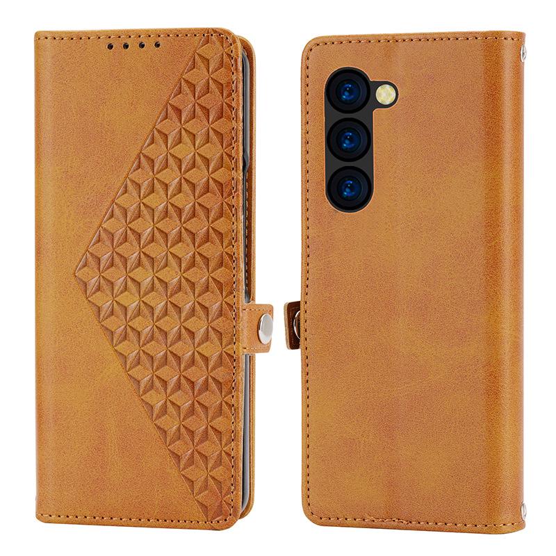 Samsung Folding Screen Leather Case - Calf Pattern Embossed Mobile Phone Case for ZFold4, Fold3, Z Fold5