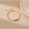 K Gold Plated Round Turquoise Adjustable Fashion Bracelet For Women