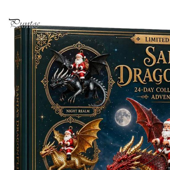 Surprise Toys for Kids Santa Claus' Flying Dragon Journey Advent Calendar, 24 Day Countdown Box, Creative Gifts Friends 2D Flat Christmas Ornaments,