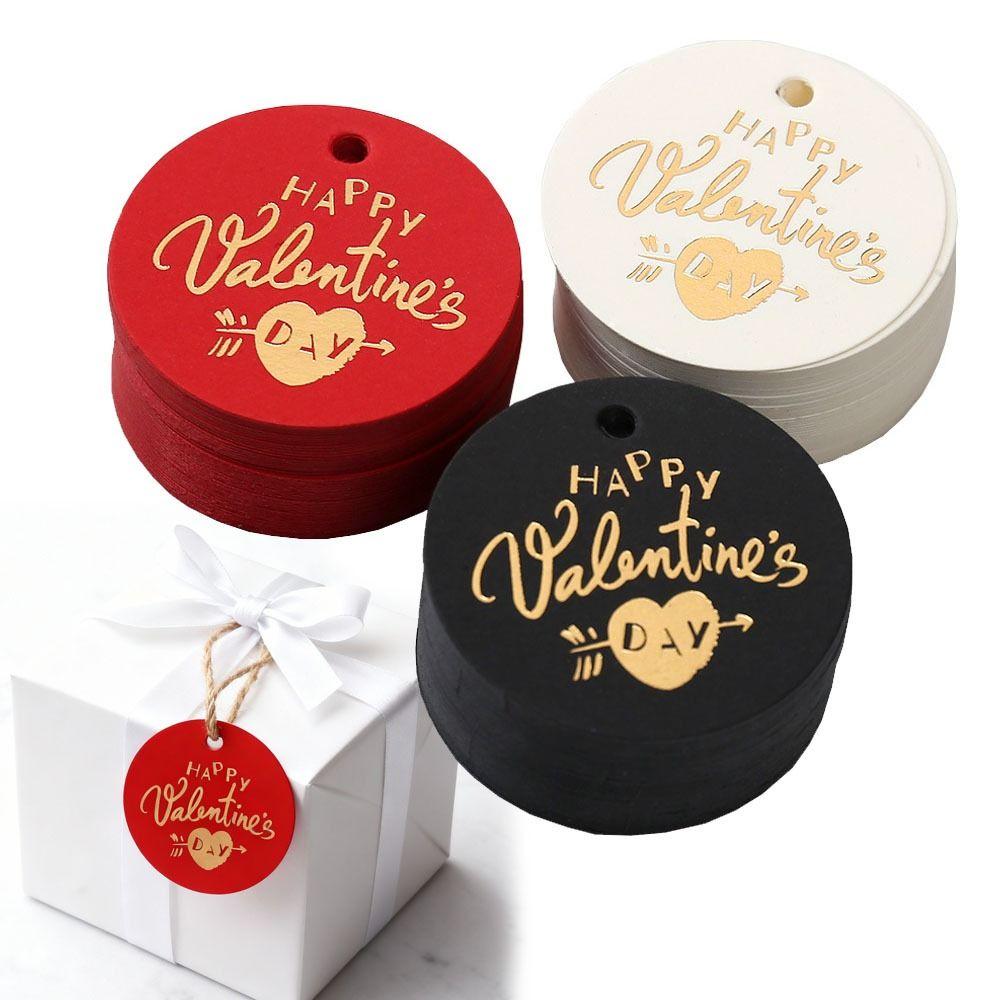 100pcs Heart Shaped Cards Valentine's Day Tags White Red Paper DIY Crafts Cake Decor Tag Hanging Decoration