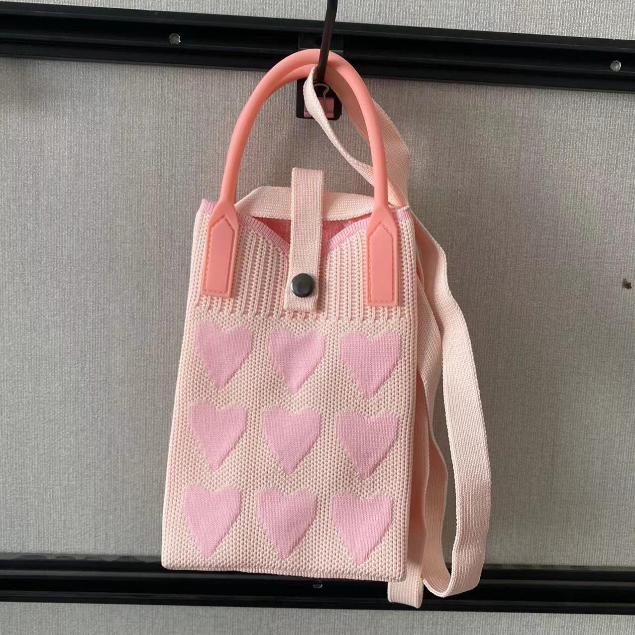 Женская мультяшная вязаная ручная уличная сумка через плечо для отдыха симпатичные наклонные сумки на плече сумки для мобильных телефонов с застежкой-кнопкой One Size 980₽