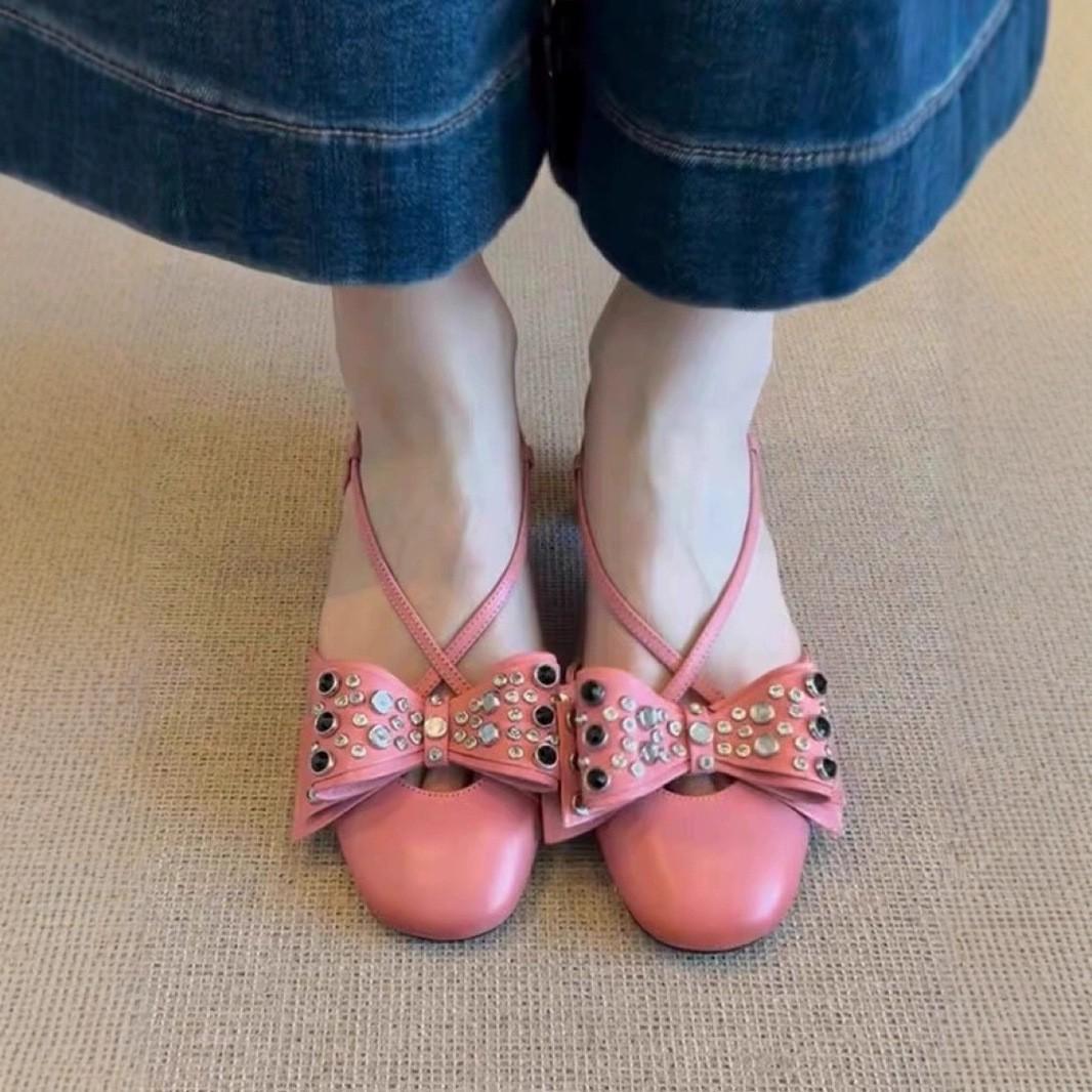 

Cowhide version~ Genuine leather bow cool slippers 20 versatile casual shallow mouth round head Mary Jane shoes single shoes 40