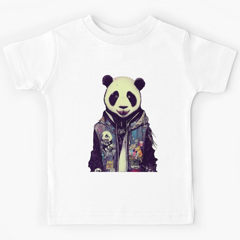 Cool Punk Rock Pop Graffiti Panda Animal Kids T-Shirt 170