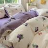 Floral Print French Style Bedding Set Bubble Cotton Duvet Cover Set Washed Cotton Flat Sheet Set Queen For Girl Decor Home