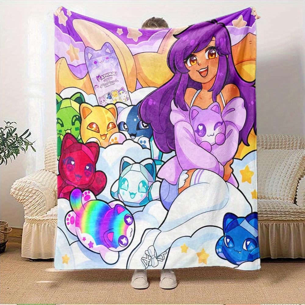 

1pc Flannel Throw Blanket, Cute,Fantasy,AphmauPattern Printed Blanket, Warm Cozy Soft Blanket For Couch Bed Sofa Car Office Camping Travelli 150x180cm