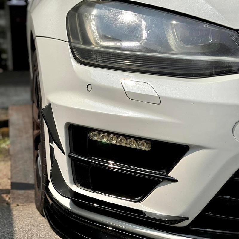 RevoZport Style Front Bumper Side Splitters for VW Golf Mk7 R (Not For R-Line) 2012-2016 Front Bumper Side Canard Spoiler Wings