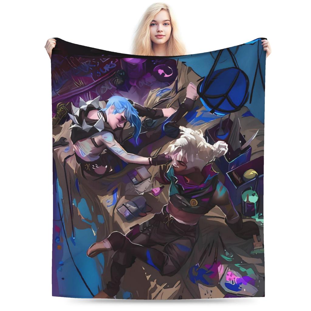 Anime Jinx Arcane Super Soft Blanket 3D Print Picnic Plush Throw Blanket Fashion Bedroom Flannel Bedspread Sofa Bed Cover