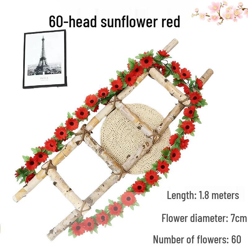 Sunflower Vine Faux Floral Decor for AC Pipe & Wall Hanging