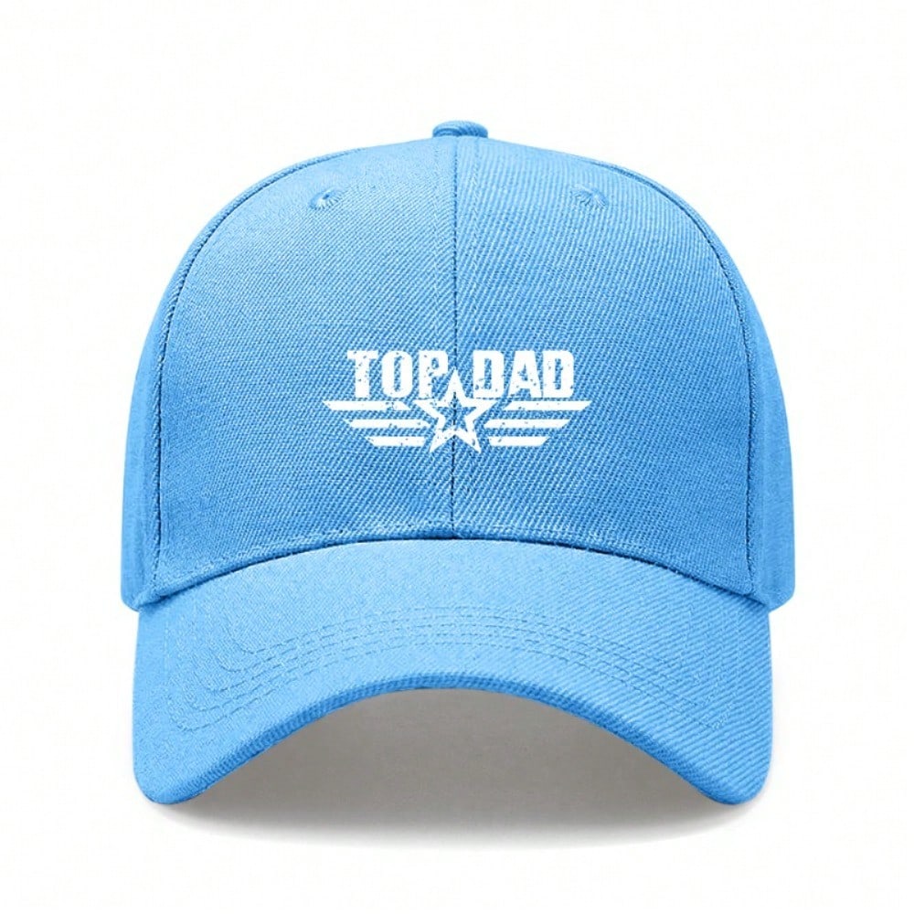 Light Beige Baseball Cap - "TOP DAD" Letter Print Polyester Adjustable Breathable Outdoor Sports Hat Unisex Dad Hat
