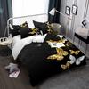 Set cuvertură de pilota 2/3 buc. Set de lenjerie de pat cu fluture negru și auriu husă de pilota moale și confortabilă