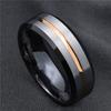 Fashion 8mm Men's Black Tungsten Wedding Band Rings Blue Groove Beveled Edge Engagement Ring for Male Valentine Gifts Jewelry