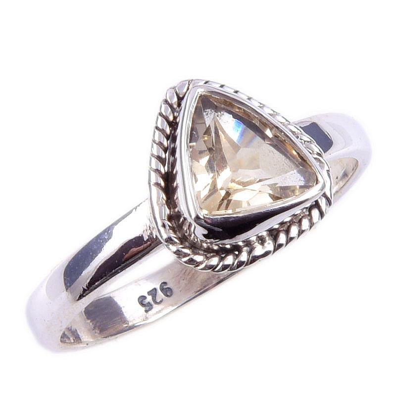 Natural Citrine Gemstone Handmade 925 Solid Sterling Silver Ring Size 7 c0D79