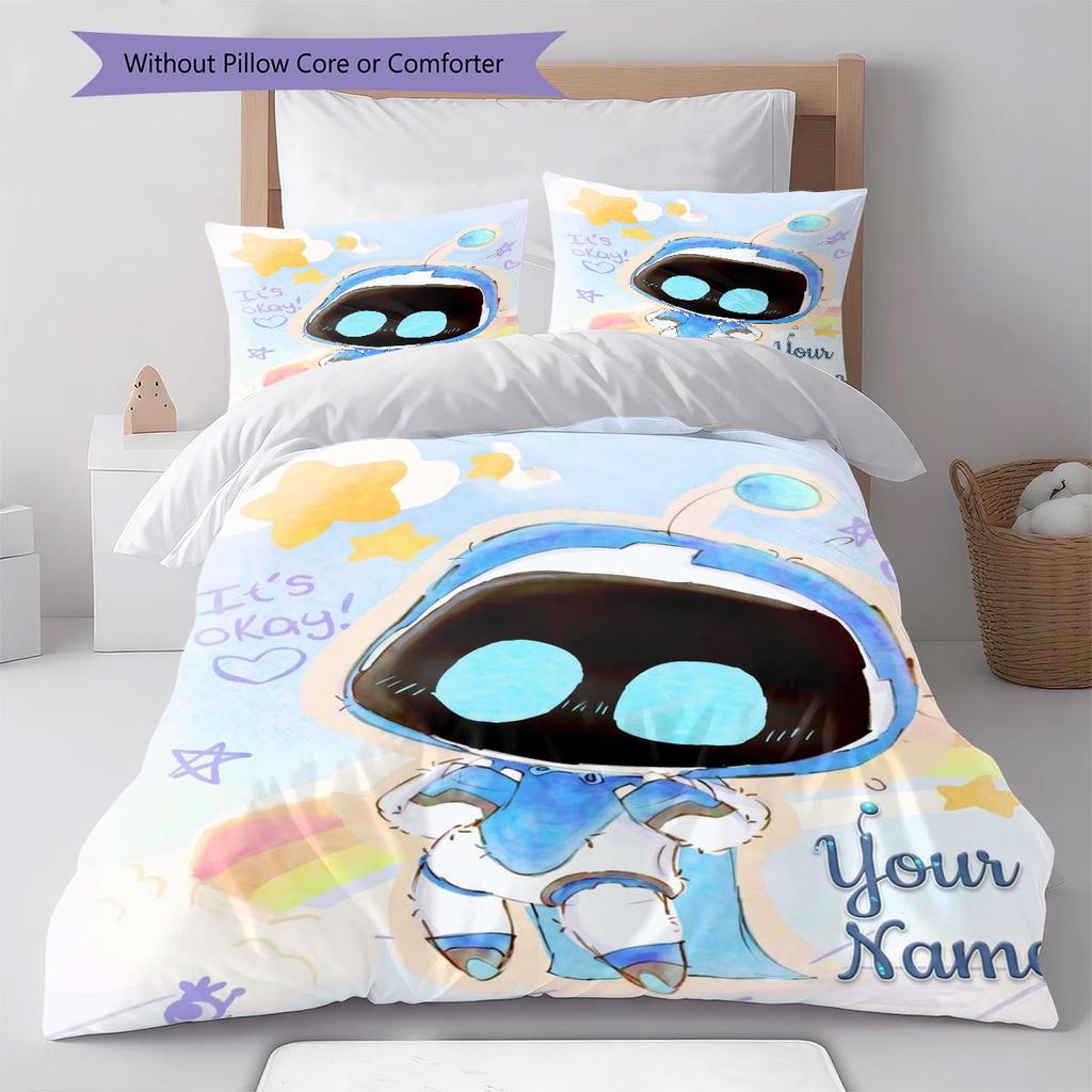 ASTRO BOT Custom Name Pattern Bedding,Quilt Set Quilt Cover Pillowcase Home Birthday Gift(1 * Duvet Cover + 2 * Pillowcase, Without Core)