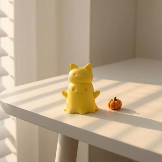 3D Print Ornaments, Cat Ghost Shape, Add Halloween Atmosphere Desktop Decoration, Figurine for Home Office