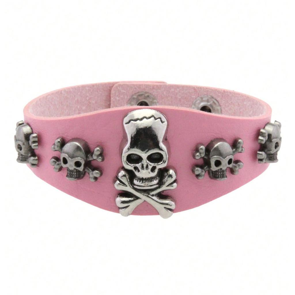 1 Punk Pink Rivet Creative Bracelet, Perfect Gift For Daily Holiday Parties, Halloween Carnival Performances, Rock And Roll
