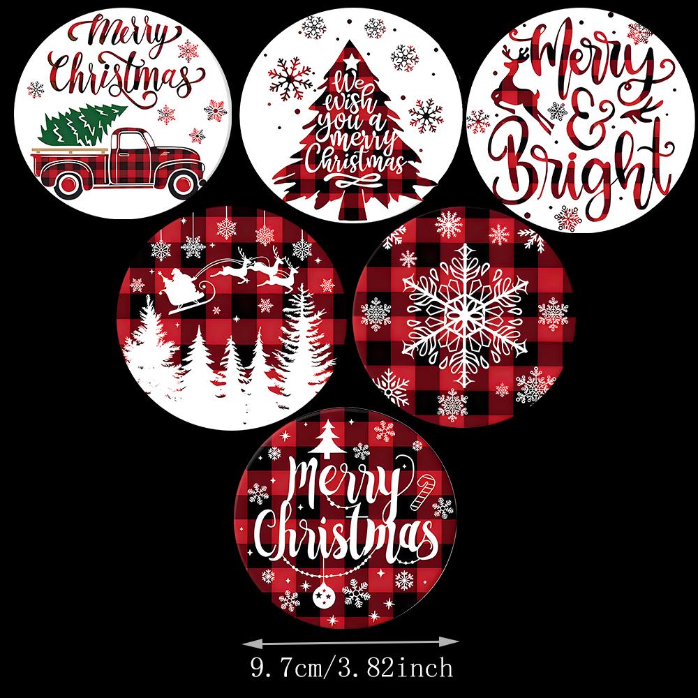 

Подставки под чашки, подстаканники, рождественский узор, 6 штук, акриловый поднос для кофейной кружки, украшение обеденного стола, коврик для посуды 9.7x9.7 cm&Round