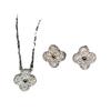 Full Diamond Four Leaf Flower Necklace Pendant Long Necklace Dinner Elegant Super Fairy Earrings Four Grass Flower Bracelet Jewelry Set