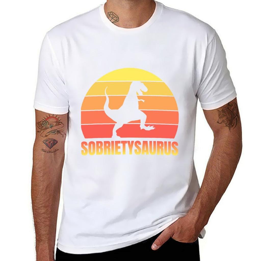 Sobriety T RexAlcoholics Anonymous AA Sober AF TShirt Long Lasting Casual TShirt