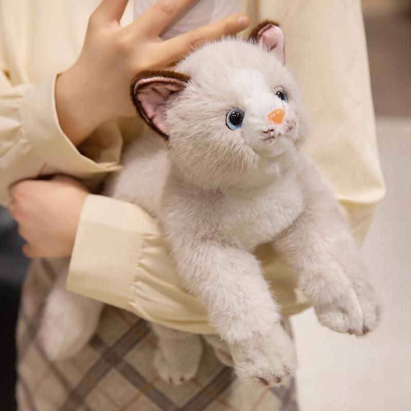 1 Stück 38CM Kawaii Simulation Grau Weiß Schwarz Orange Katze Plüschtier Cartoon Liegend Lebensechtes Kätzchen Tier Katzen zum Geburtstagsgeschenk