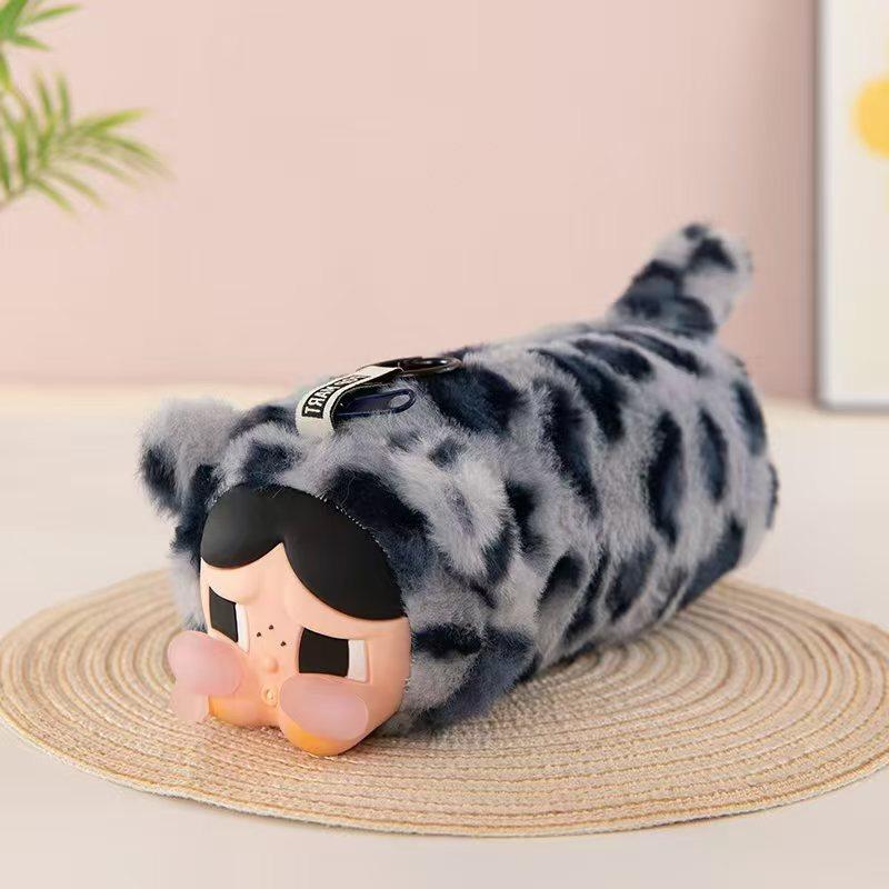 Leopard Cat Head Vinyl Plush Pencil Case Crying Baby Plush Doll Bag Crying Baby Doll Pendant 20x10【100g】