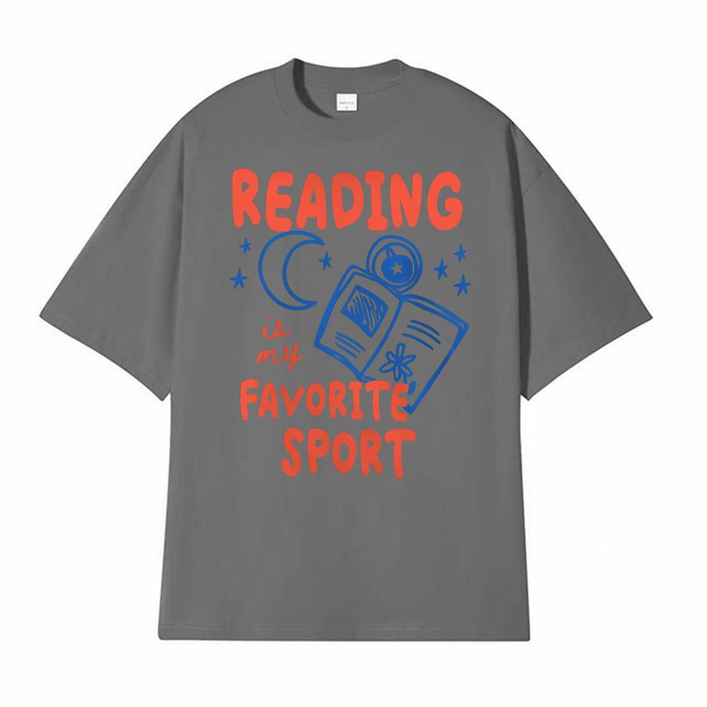 Reading Is My Favorite Sport Funny Graphic T Shirt Unisex Women Fashion High Quality Tshirts Oversized Vintage 100 Cotton TShirt