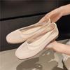 Single Shoes Women Fashion Square Head Shallow Mouth Mesh Cloth Shallow Mouth Soft Sole Anti-slip Wear-resistant Flat Shoes