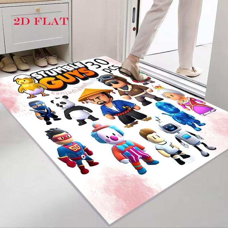 Stumble Guys Chaos Teppich für Wohnzimmer Schlafzimmer Zuhause Sofadekoration, Rutschfeste Bodenmatte für Kinder