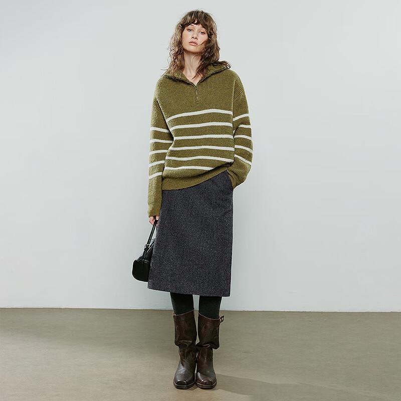 Women's Faux Mohair Zipper Lapel Sweater