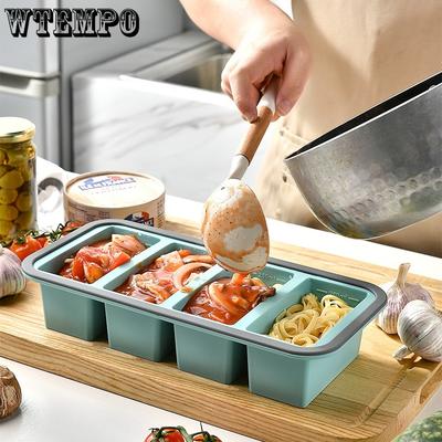 1pc Large Divided Food Storage Container with Lids - Microwave Freezer & Dishwasher Safe Lunch Box with Compartments Clear Lids