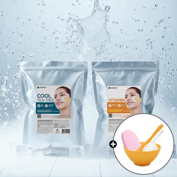 Premium Skin Soothing Hydrating Modeling Pack 1kg x 2 Packs + 3 Pack Tools + Cleansing Sponge Charcoal Modeling Pack 1kg