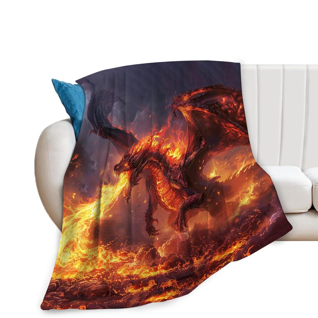 Cool black gold dragon blanket soft flannel blanket living room bedroom sofa office decoration blanket
