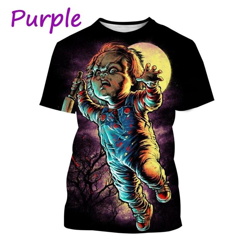 Saldi Estivi Chucky T-shirt Stampata 3D Divertente Stile Streetwear Manica Corta Uomo Design Horror Girocollo Abbigliamento