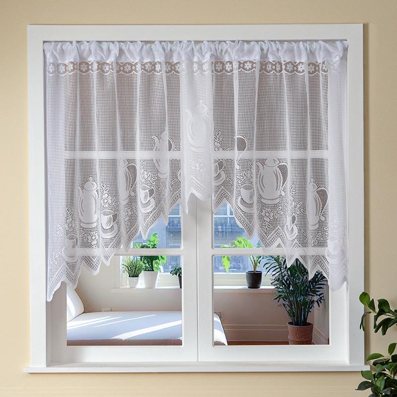 

French lace openwork curtain arc-shaped partition curtain short curtain for bedroom half curtain decoration 1 білий