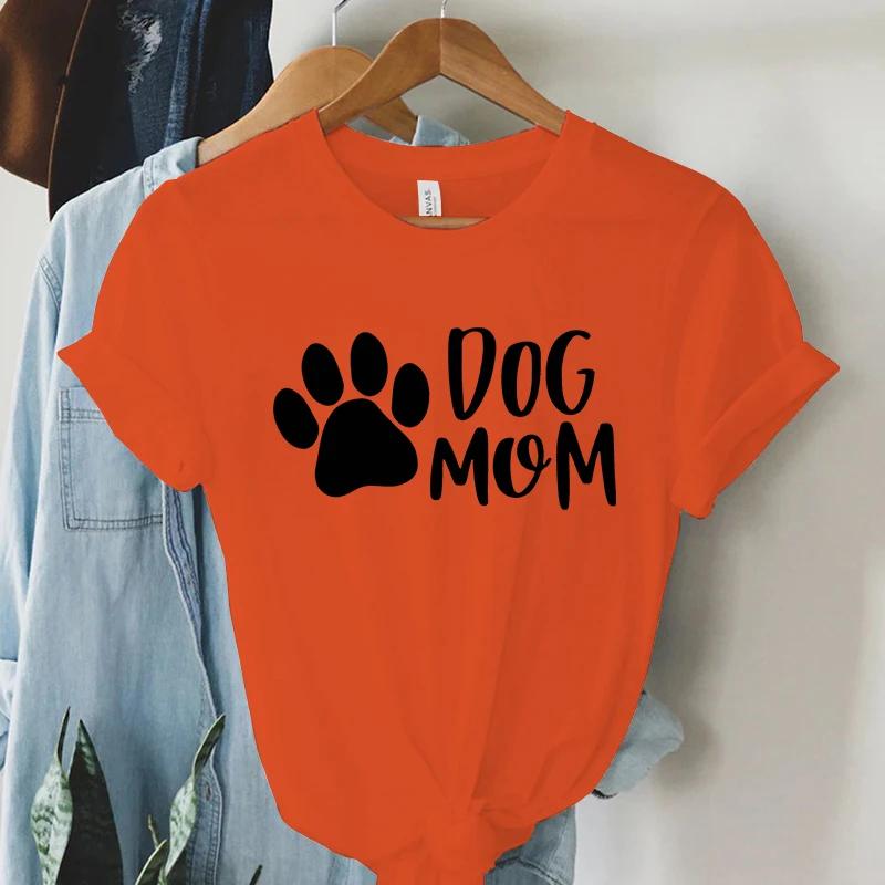 Dam T-shirt Hundtassar Mamma Tryck T-shirt Dam Kortärmad O-Hals T-shirt Damer Ledig Skjorta Kläder Toppar Hundtassar Mamma Tee