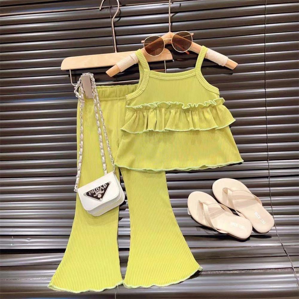 Girls' Thin Slip Suit Summer Children's Casual Slip Skirt Flared Nine-point Pants Two-piece Set