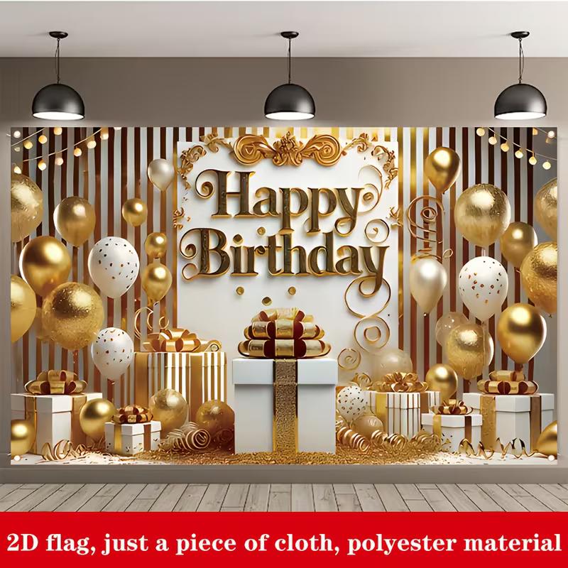 2D Birthday Party Photo Booth Background Polyester